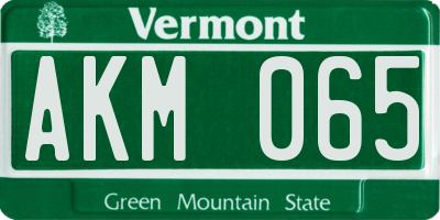 VT license plate AKM065