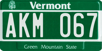 VT license plate AKM067