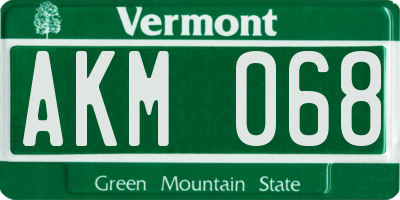 VT license plate AKM068