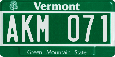 VT license plate AKM071