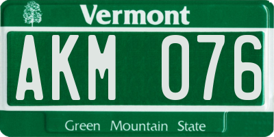VT license plate AKM076