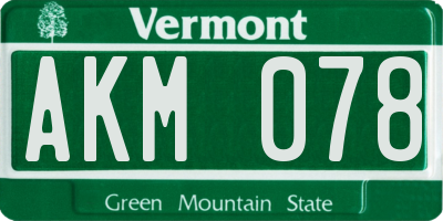 VT license plate AKM078
