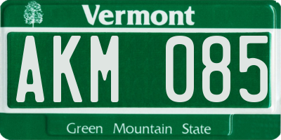 VT license plate AKM085