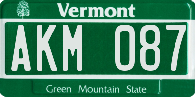 VT license plate AKM087