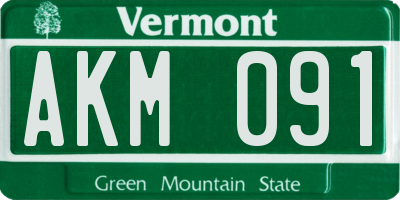 VT license plate AKM091