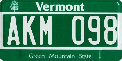 VT license plate AKM098
