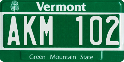 VT license plate AKM102