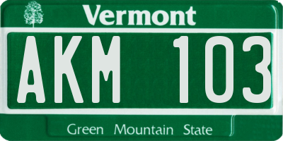 VT license plate AKM103