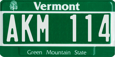 VT license plate AKM114
