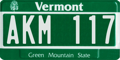 VT license plate AKM117