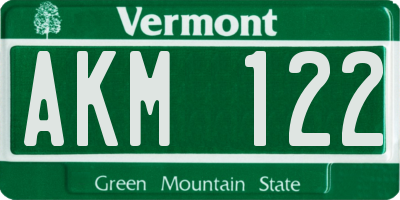 VT license plate AKM122