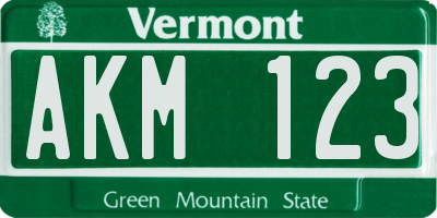 VT license plate AKM123