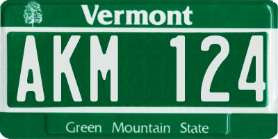 VT license plate AKM124
