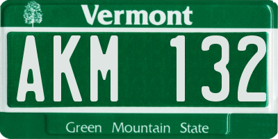 VT license plate AKM132