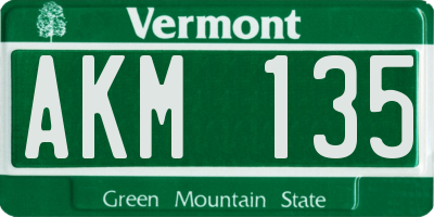 VT license plate AKM135