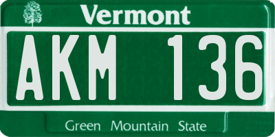 VT license plate AKM136