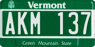 VT license plate AKM137