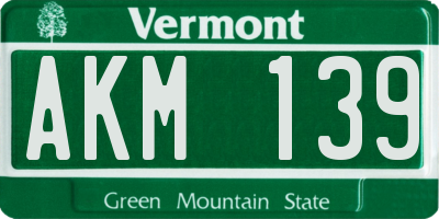 VT license plate AKM139