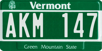 VT license plate AKM147