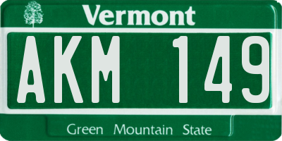 VT license plate AKM149