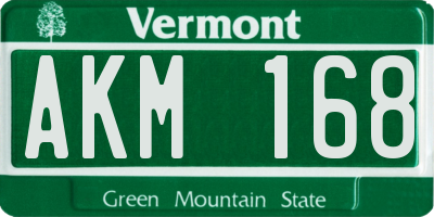 VT license plate AKM168
