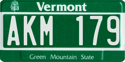 VT license plate AKM179