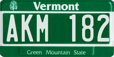 VT license plate AKM182