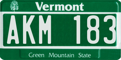 VT license plate AKM183