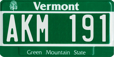VT license plate AKM191