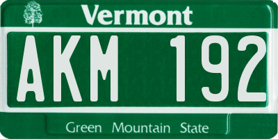 VT license plate AKM192