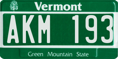 VT license plate AKM193