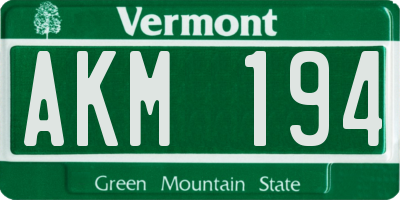 VT license plate AKM194