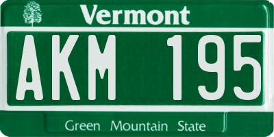 VT license plate AKM195