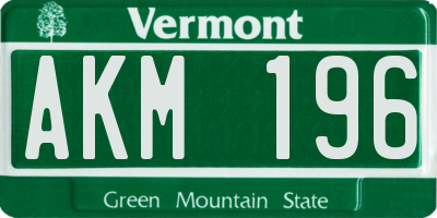 VT license plate AKM196