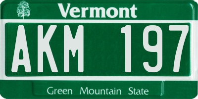 VT license plate AKM197