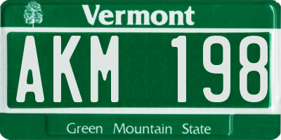 VT license plate AKM198