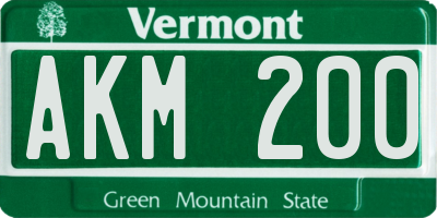 VT license plate AKM200