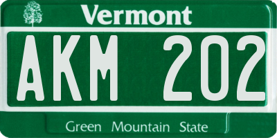 VT license plate AKM202