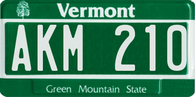 VT license plate AKM210