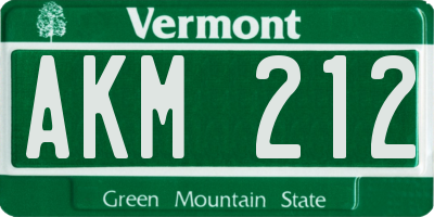 VT license plate AKM212