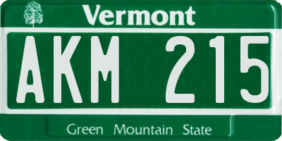 VT license plate AKM215