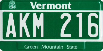 VT license plate AKM216