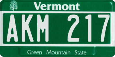 VT license plate AKM217