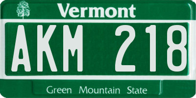 VT license plate AKM218