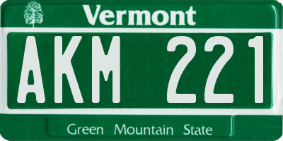 VT license plate AKM221