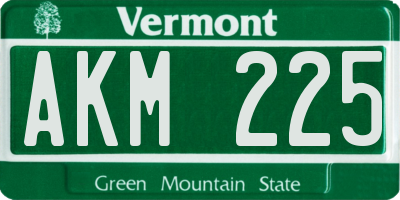 VT license plate AKM225