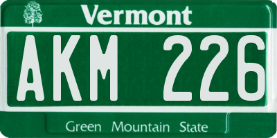 VT license plate AKM226