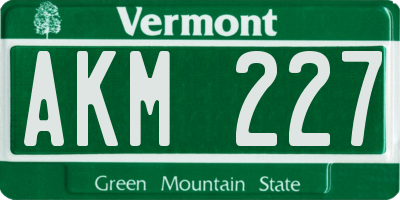VT license plate AKM227