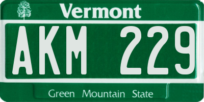 VT license plate AKM229