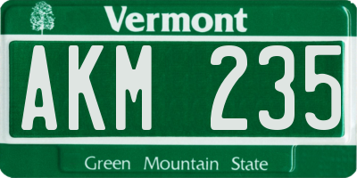 VT license plate AKM235